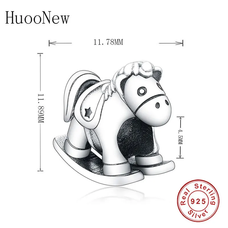 

Fit Original Pandora Charm Bracelet 100% 925 Silver Bruno The Unicorn Rocking Horse Carousel Bead Making Winter Berloque 2019