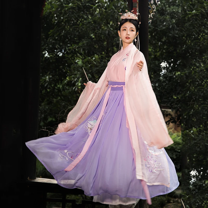 Новая розовая фиолетовая юбка Hanfu в китайском стиле сказочный костюм косплей