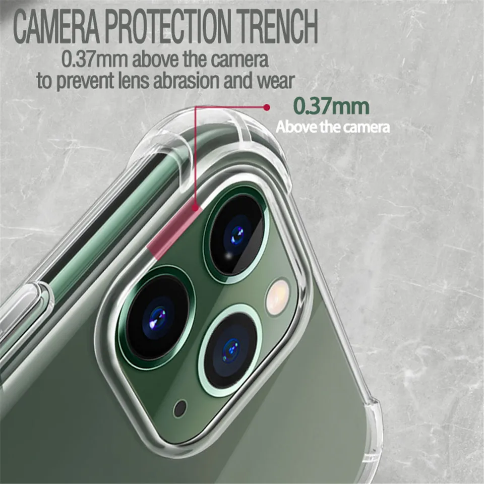 Прозрачный ударопрочный Мягкий силиконовый чехол для iPhone 12 11 Pro Max X XR XS 8 7 6 6S Plus SE
