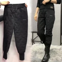 warm woman down cotton pants trousers sports winter elastic high waist down skinny pants female thick padded trousers