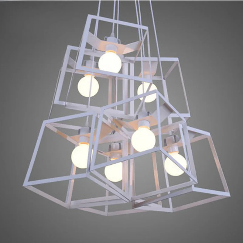 Современный кубический подвесной светильник с рамкой s геометрические люстры