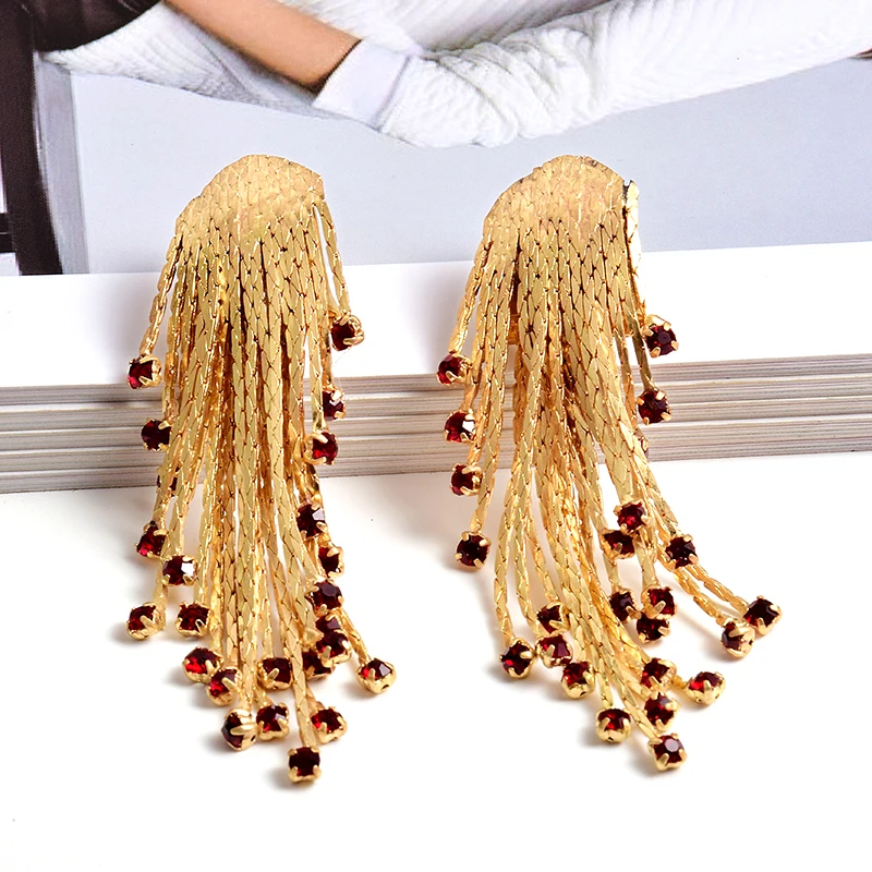 Серьги-подвески из металла женские длинные золотистые ювелирные украшения с