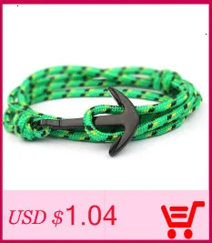 Adjustable Paracord Anchor Bracelet Woman Men Charm Bracelets Alloy Anchor Nylon Rope Chain Armband Vintage Bracelets& Bangles