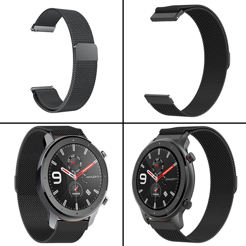 22 мм ремешок для Huami Amazfit GTR 47 Смарт часы стальной металлический Милан