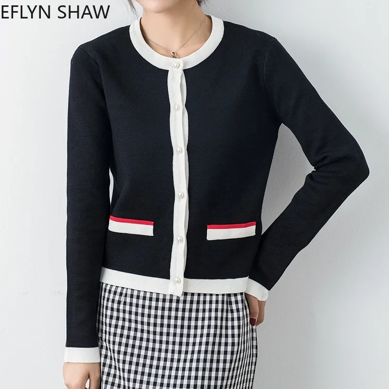 Женский винтажный трикотажный кардиган элегантный подиумный свитер с круглым