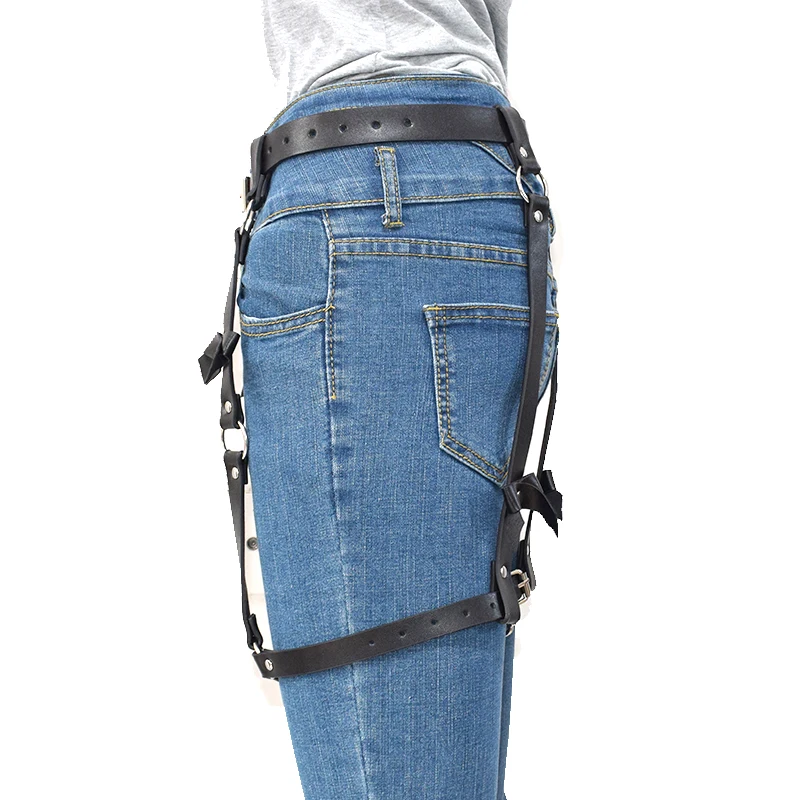 Punk Goth Women Belt Leather Harness Garter Sexy High Waist Body Bondage Suspenders Leg Harness Fashion femme ceinture