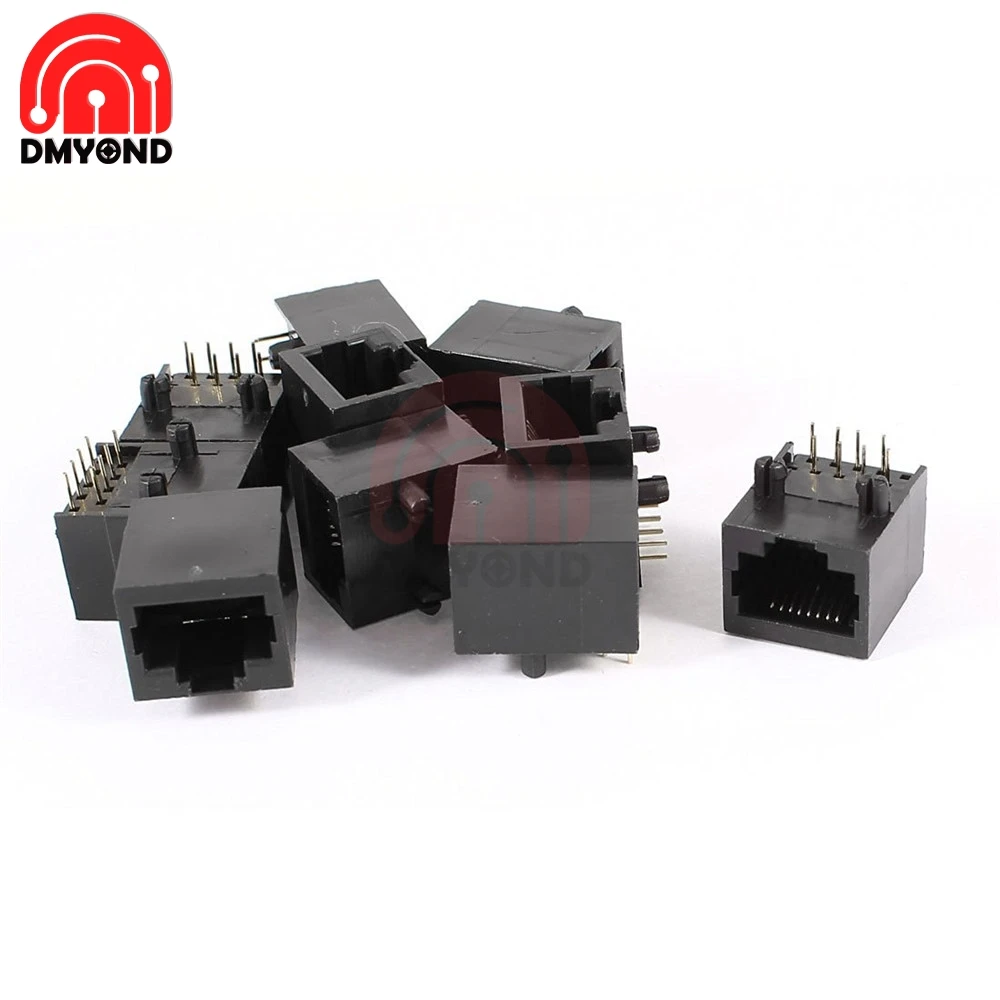 10 шт. RJ45 металлический 8-контактный гнездовой разъем печатной платы под прямым
