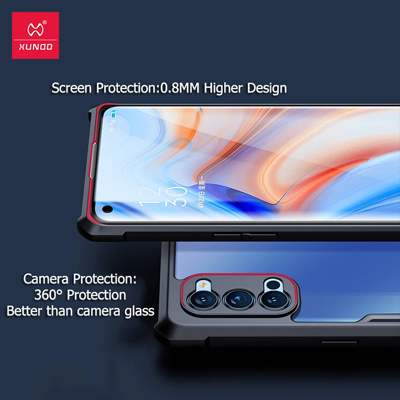 Для OPPO RENO 4 Чехол XUNDD противоударный чехол для RENO4 4G 5G защитный телефона прозрачный