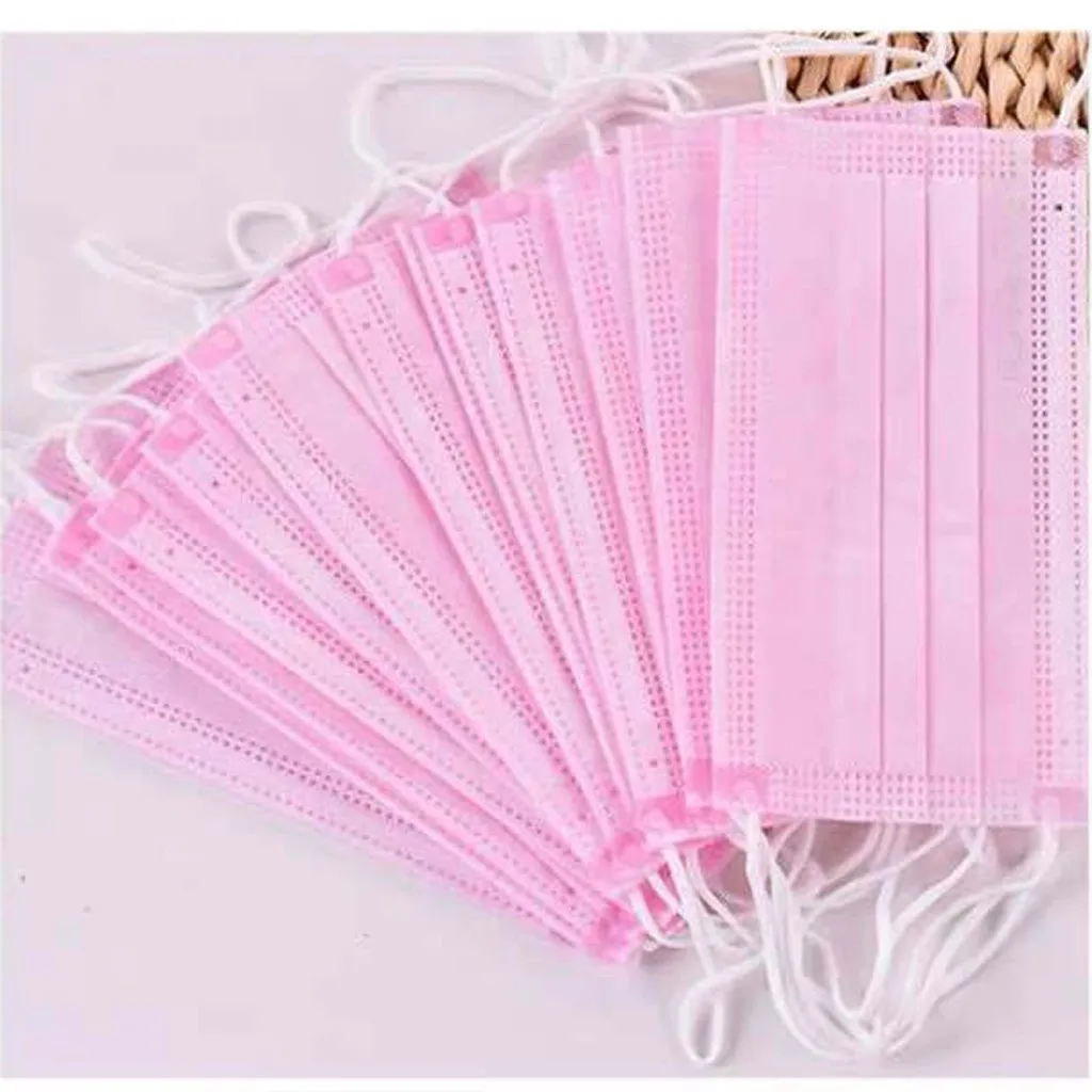 25 шт. одноразовые маски для лица розовые противопыльные Многослойные нетканые |