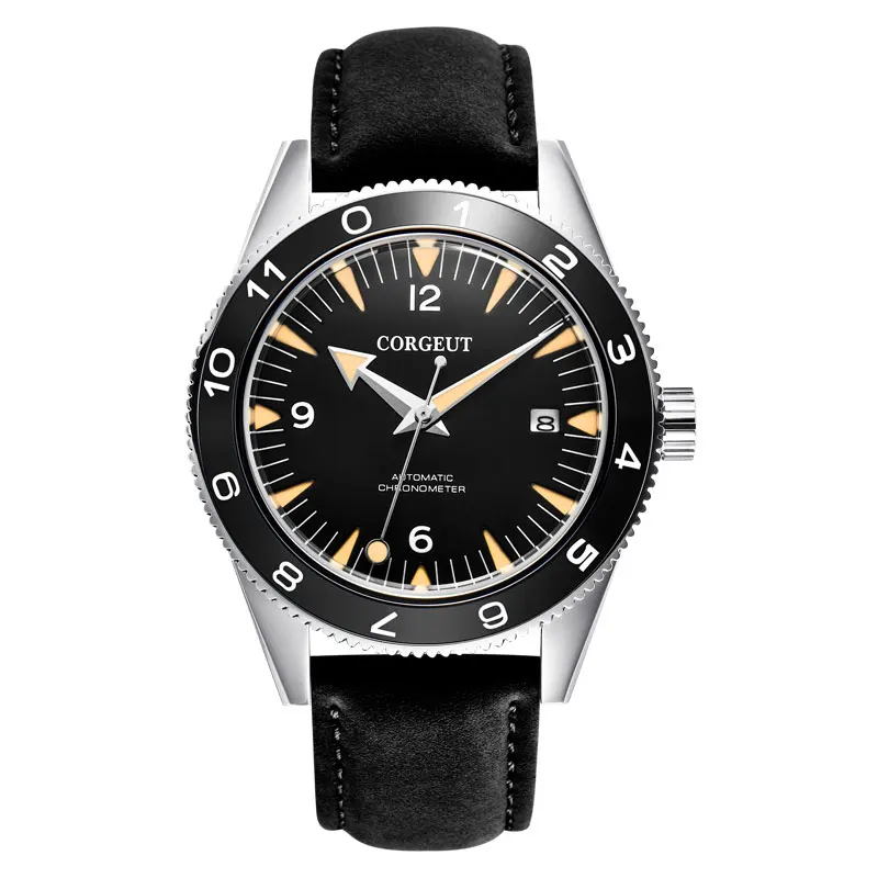 Часы мужские автоматические 41 мм с сапфировым стеклом и кожаным ремешком 100 м |