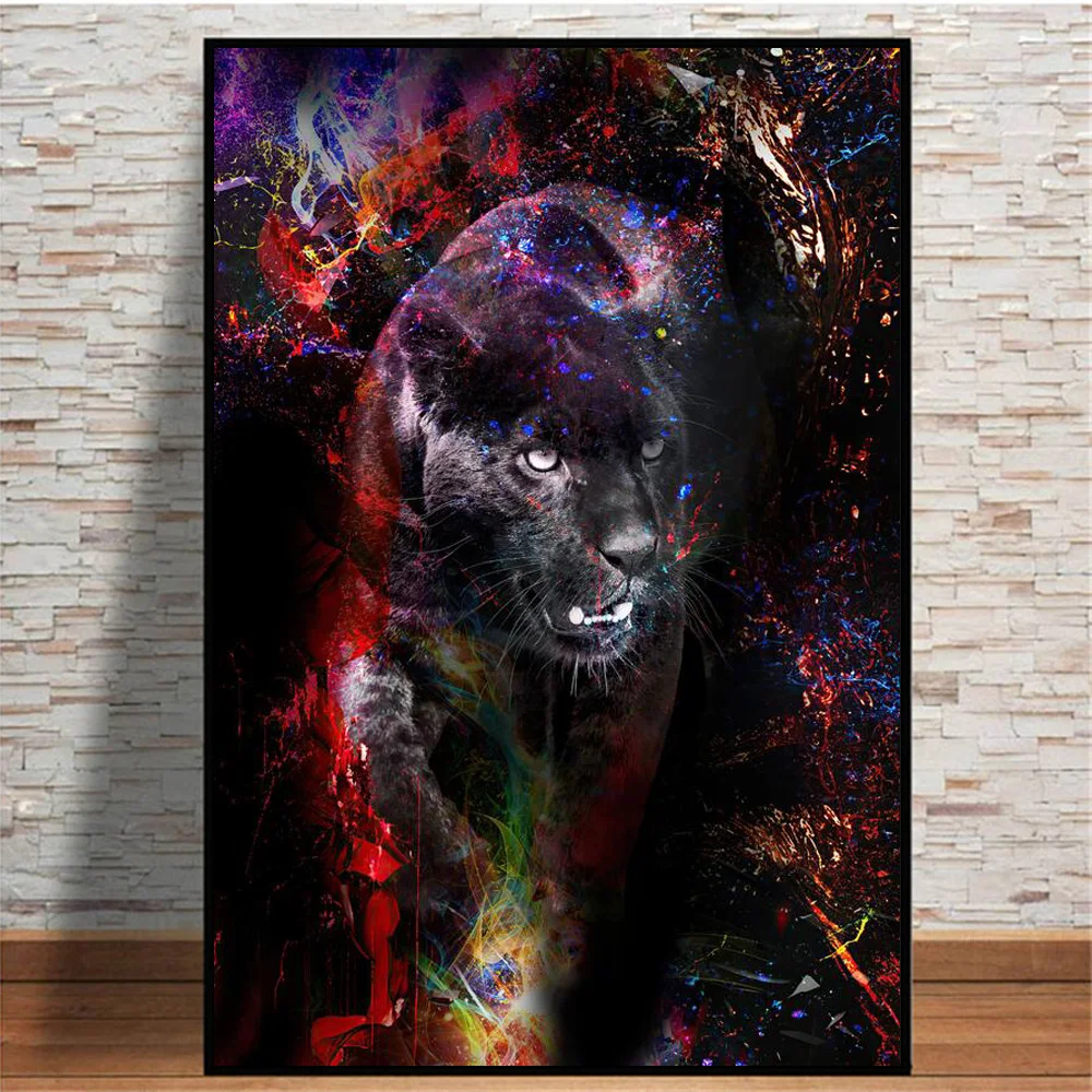 Абстрактная акварель граффити Лев холст фотообои красочный тигр животные