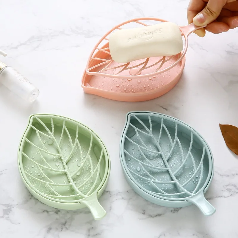 

Bathroom Creative Leaf Soap Box Double Large Drain Soap Box Toilet Soap Box Factory Outlet
