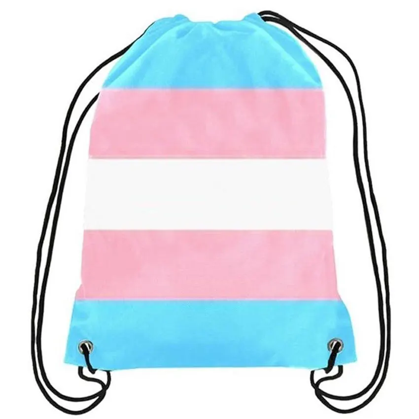 

Morning Custom Logo Transgender LGBT Gay Pride Drawstring Backpack Bag Customize 35x45cm Polyester Digital Printing Bag