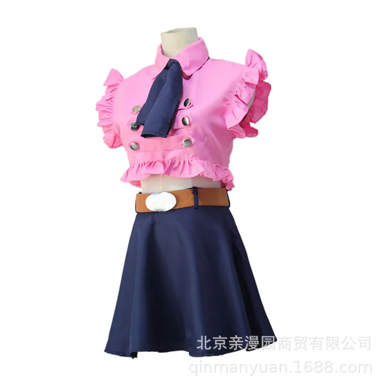 

2020 Anime cartoon The Seven Deadly Sins Elizabeth Liones cosplay girl Pink Top Skirt Bow tie Sets Women halloween costume