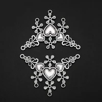 4pcslots 45x65mm antique silver plated flower necklace connectors pendant for diy jewelry making finding supplies hqd wholesale