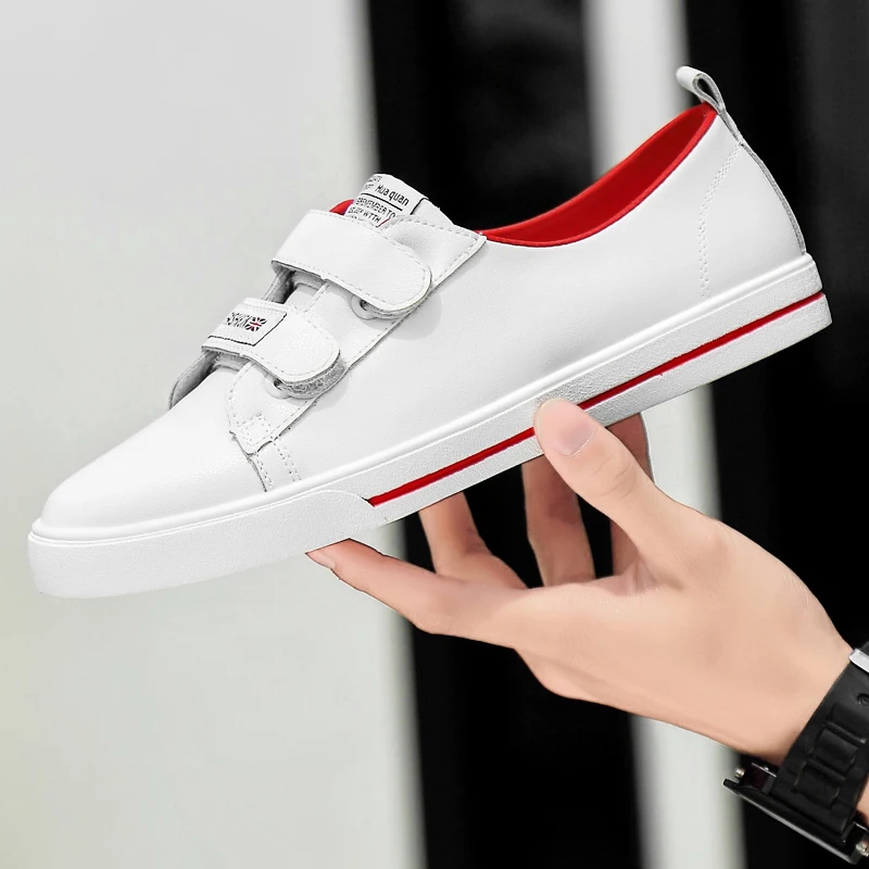 

Big Size 38-47 Men Vulcanize Shoes Hook Loop White Shoes Wear-Resisting Skateboarding Shoes Comfortable Flat Casual Sneakers