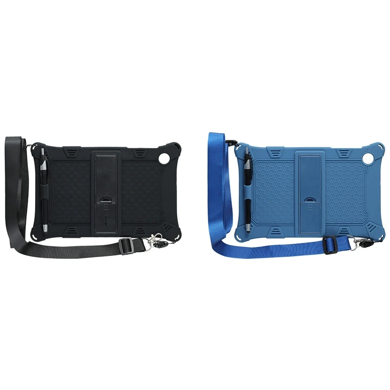 

2 Set Silicone Case For Lenovo M10 TB-X606F/M10 X306F 10.3 Inch Tablet Case With Tablet Stand And Strap(Black & Blue)