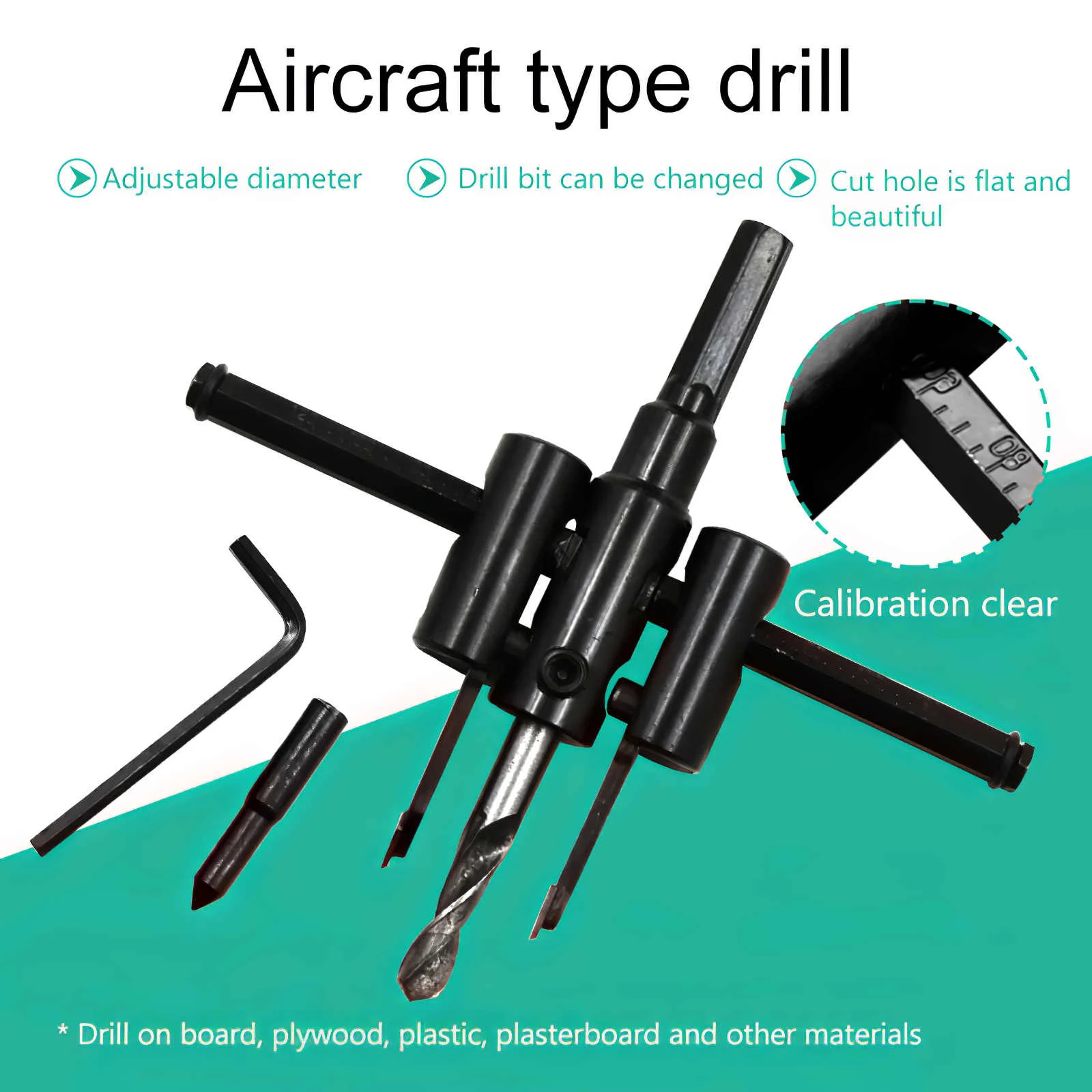 

Hole Opener Aircraft Type Hole Opener Adjustable Aircraft Type Cutter Anti-Slip Circular Hole High Stability Cutting Reamer Bit