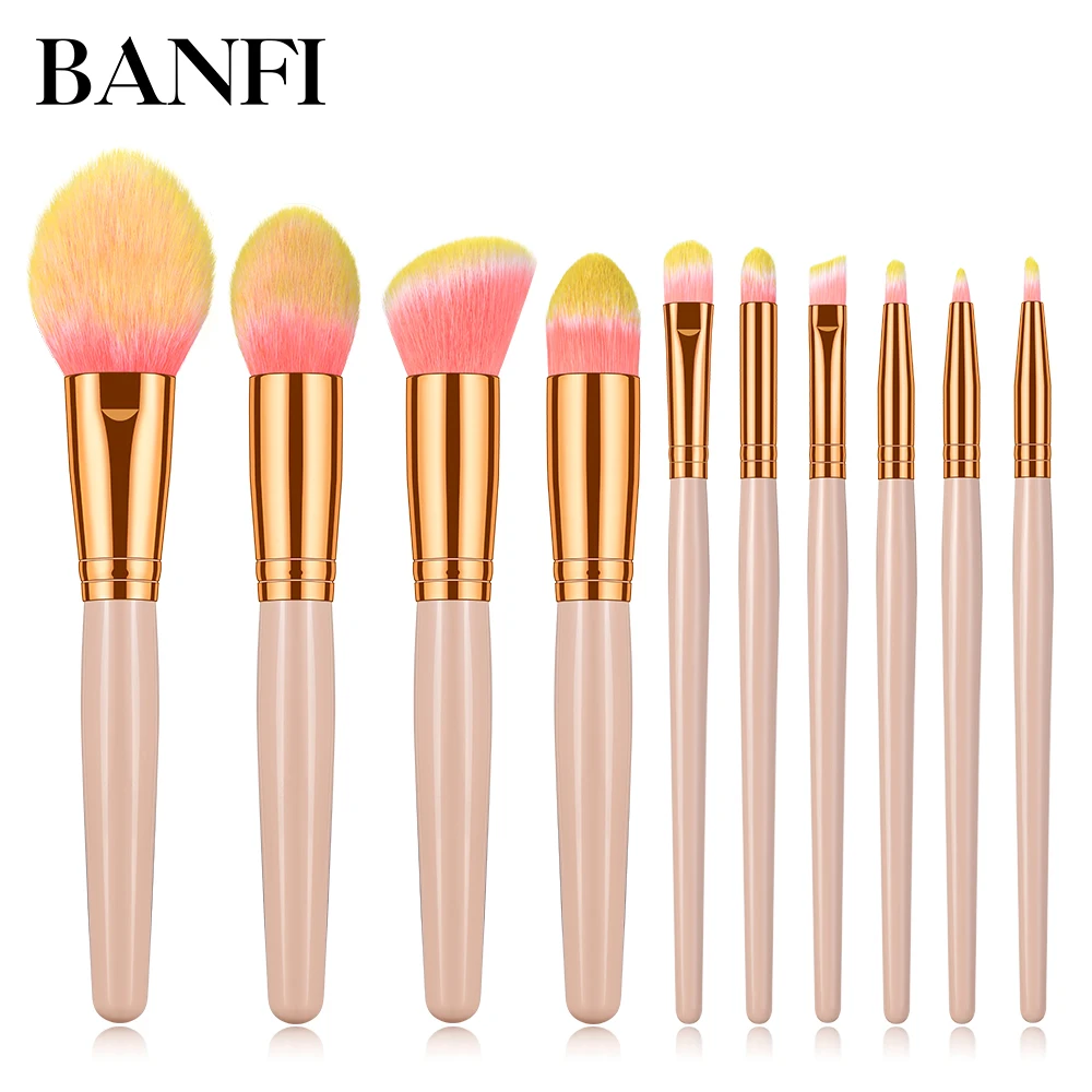 

BANFI 10Pcs New Makeup Brushes Tool Set Cosmetic Powder Eye Shadow Foundation Blush Blending Beauty Make Up Brush Maquiagem