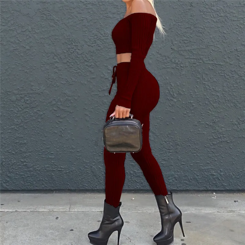 Женский спортивный костюм из двух предметов облегающий Топ с длинным рукавом и