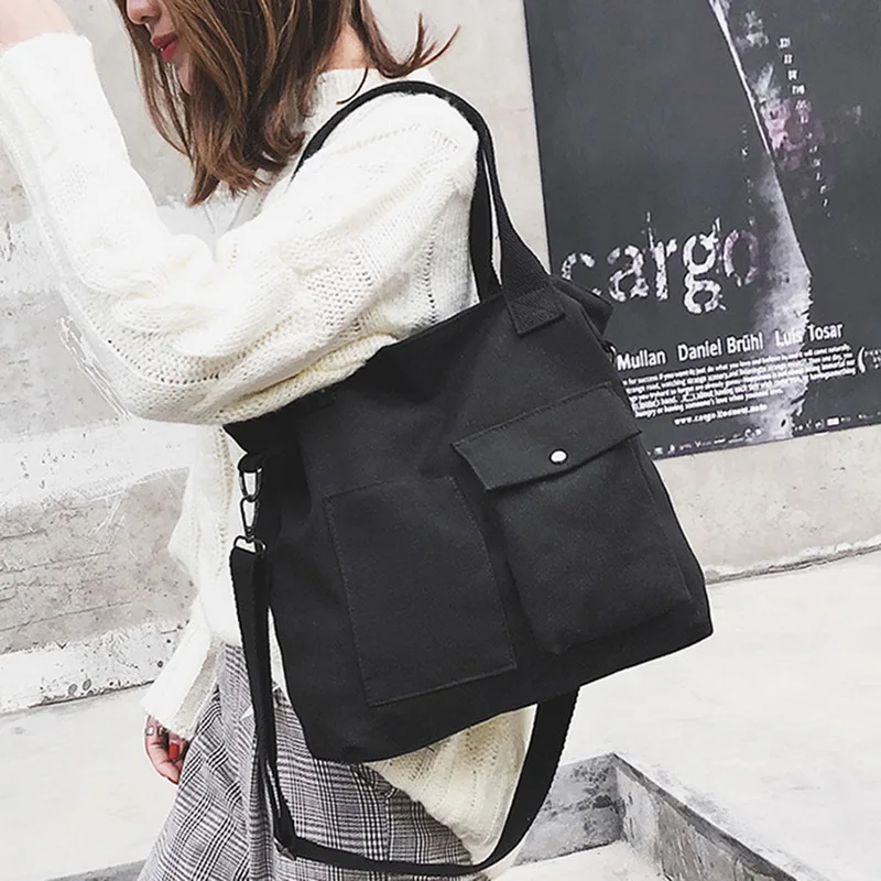 

Women Canvas Bag New Design Zipper Shoulder Bag Female Reusable Large Capacity Shopper Tote Ladies Eco Cloth Shopping Travel Bag