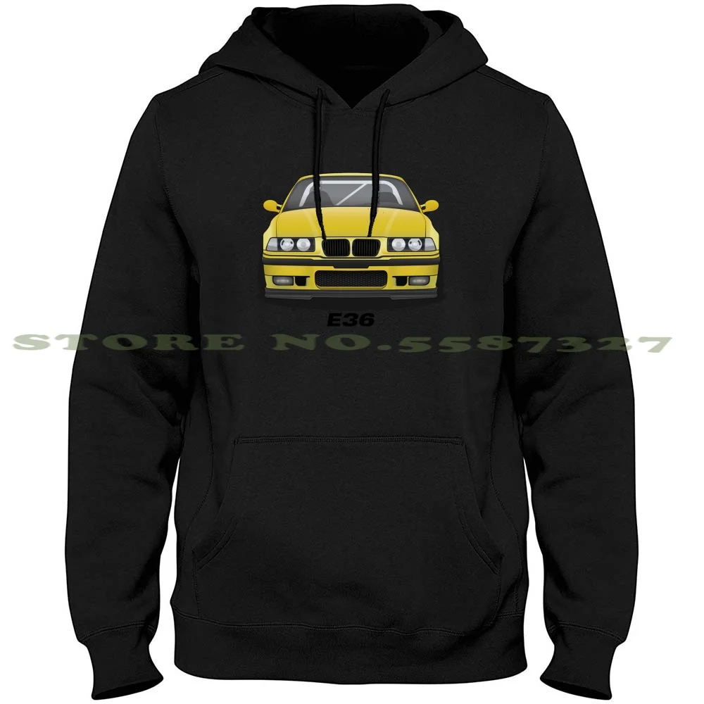 Yellow 36 Streetwear Sport Hoodie Sweatshirt Stance German Car Sport Car M3 E36 E30 325I Drift Drifting Racing Tuner Race Car