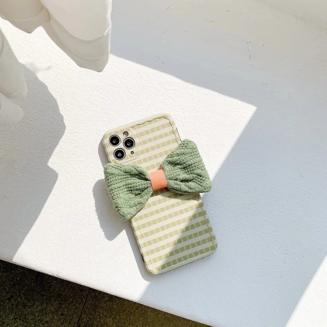 

Bowknot suitable for iphone12pro max apple 11 mobile phone case x/xs female 7/8plus knitted xr
