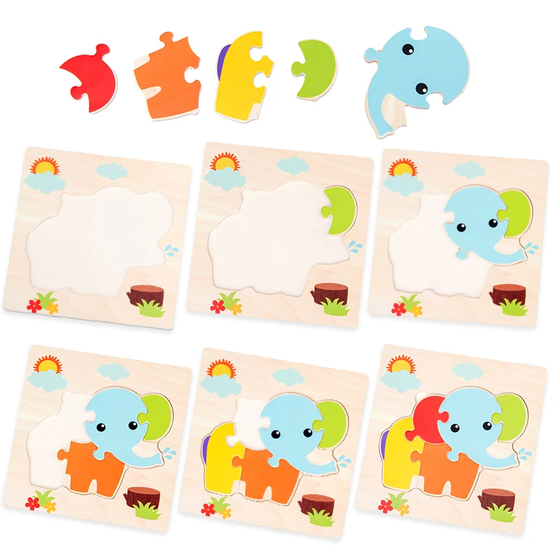 

Baby Toys Wooden 3d Puzzle Tangram Shapes Learning Cartoon Animal Intelligence Jigsaw Puzzle Toys For Children Educational Toys
