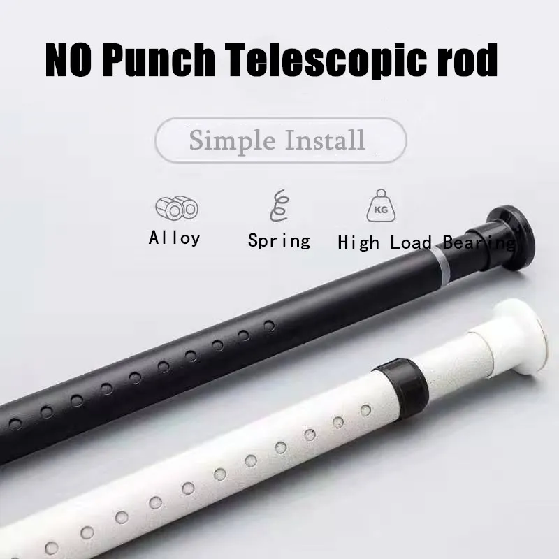 no punch telescopic curtain rod bedroom bathroom home curtain pole clothes pole thick adjustable shrink hanging rod support pole free global shipping