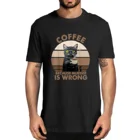 Винтажная летняя мужская футболка унисекс, топы в стиле Харадзюку с изображением черной кошки, кофейного из-за убийцы, неправильного винтажного стиля, мягкая футболка
