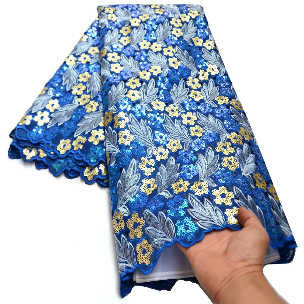 

Super Quality Handcut French Lace African Organza Lace Unique Mesh Fabric With Sequin Luxury Nigerian Big Occasional Wear 5 Yard