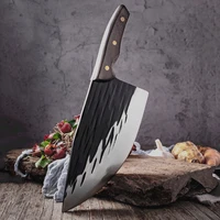 stainless steel patterned market sell meat stall big bones chopper pig feet cutter forged slaughter butcher knives cleaver knife