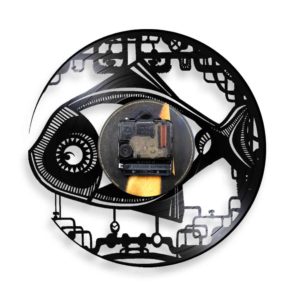 Винтажные настенные часы в стиле стимпанк с роботом и рыбкой механические
