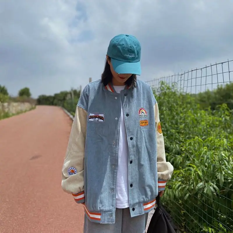 

2021 spring and autumn new loose Harajuku jacket college style baseball uniform jacket women's clothing oversized jacket