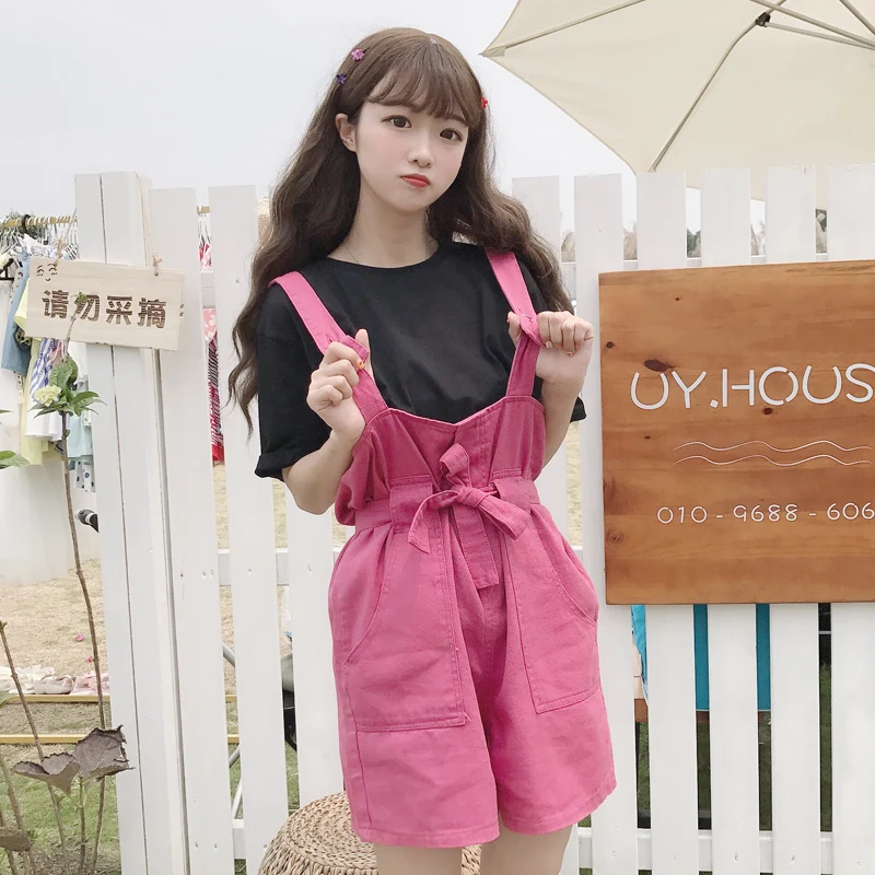 Свободный шифоновый комбинезон повседневный в Корейском стиле с высокой талией