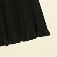 black Осенние вязанные длинные юбки трапециевидной формы с эластичным поясом, плиссированные юбки до середины икры, Длинные вязаные зимние юбки - Цвет: black