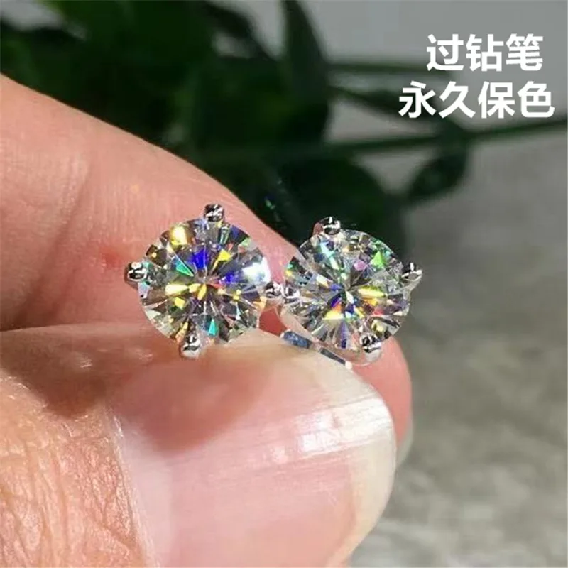

UMQ 925 Silver 4 Prong Excellent Cut Total 4 ct D Color Pass Diamond Test Sparkling Big Moissanite Stud Earrings for Women