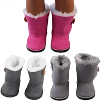 new arrival button snow cotton boots for 43cm height girls doll winter chirstmas shoes fit 18inch doll accessories