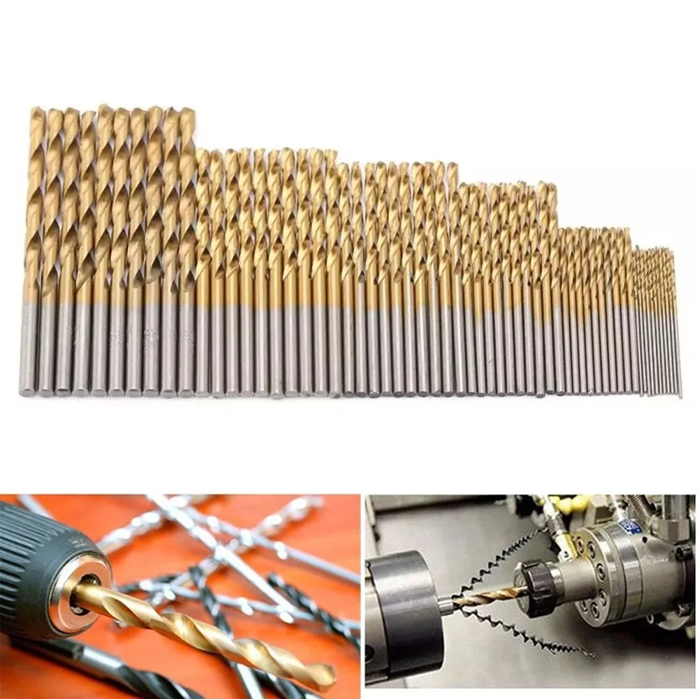

60 Pcs Drill Bits Set Titanium Coated HSS For Wood Metal Plastic Drilling Cutting Power Tools Electric Drill Accessories