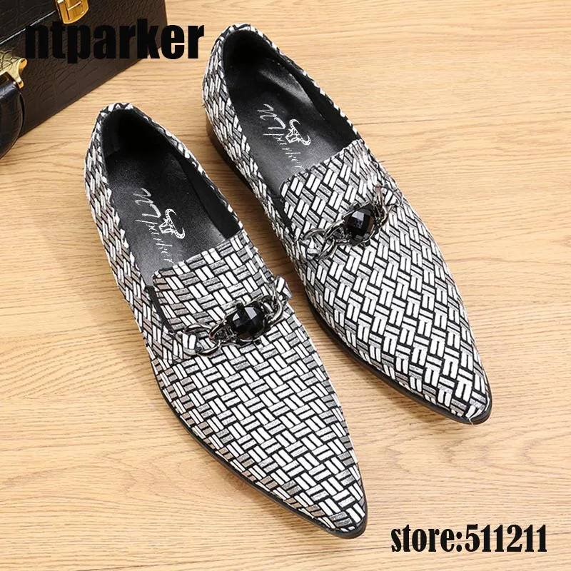 

ntparker Weave pattern Western Men Leather Shoes Fasion Pointed Toe Business Dress Shoes Designer Shoes, Big Size 38-46!