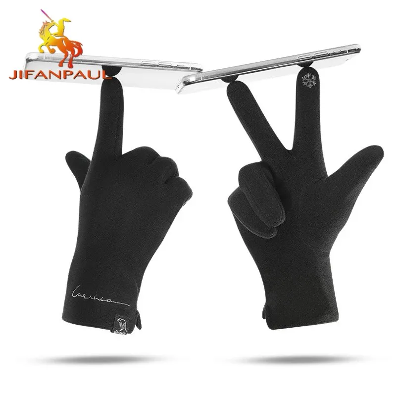 

JIFANPAUL 2021 new fashion winter touch screen gloves de velvet self-heating men's outdoor riding windproof warm gloves Adult