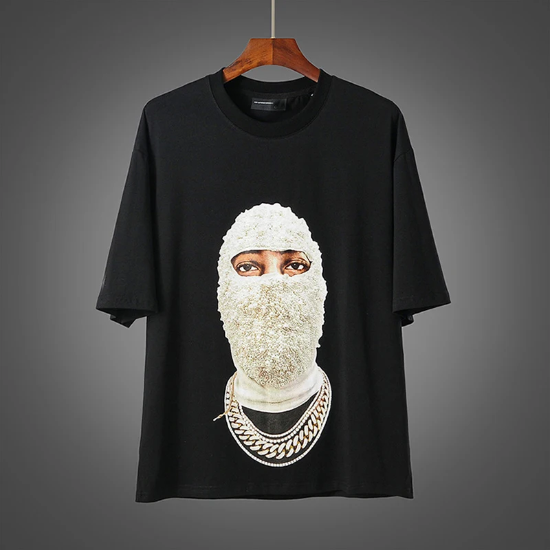 

2021 Summer Best Quality Stranger Things T Shirt Men Women Couple Hip Hop Streetwear Diamond Masked Black White Cotton T Shirts