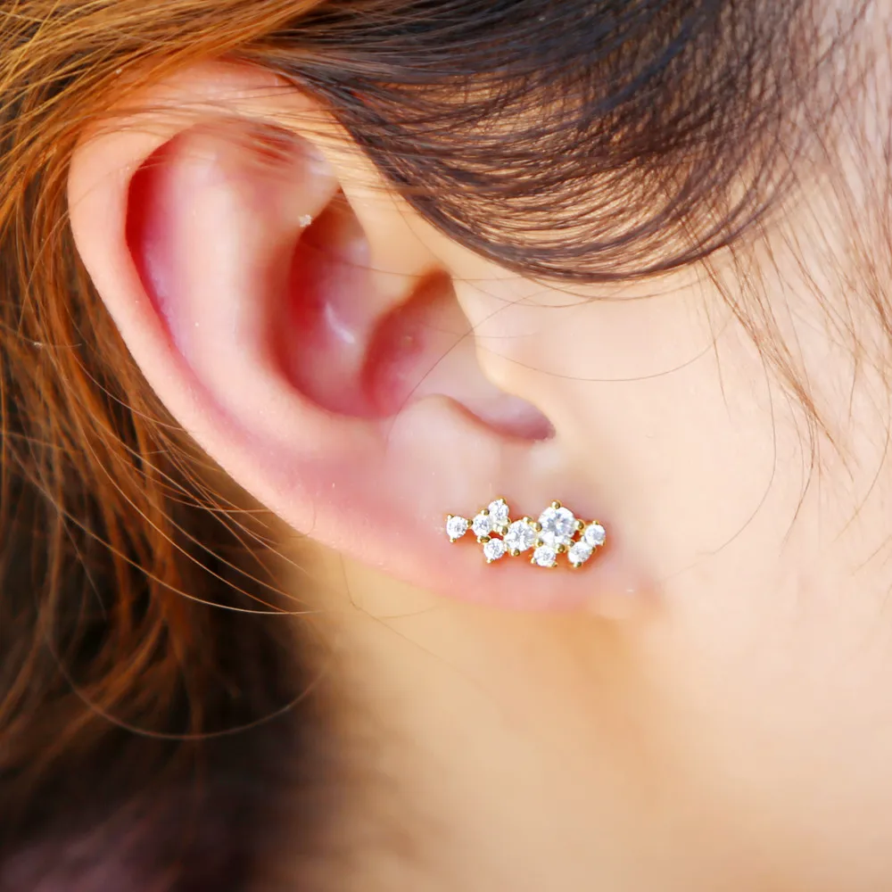 Уха альпинист 925 пробы серебро Минимальный нежный кластера серьги для Для женщин