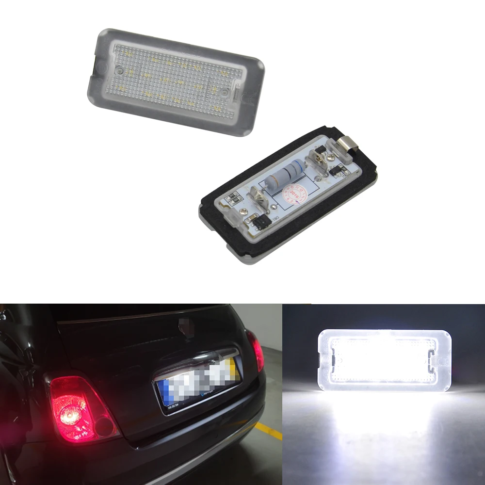 Canbus Белый светодиодный номерной знак огни для Fiat 500 500C 2009- OEM: 51800482