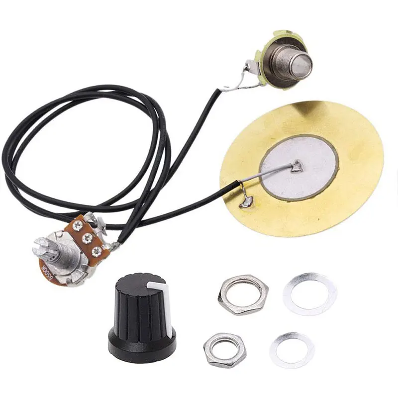 

Guitar Pickup Wiring Kit Piezo 50mm Sensitive Transducer Metal for Ukulele Prewired Amplifier 6.35MM Output Jack Tuner