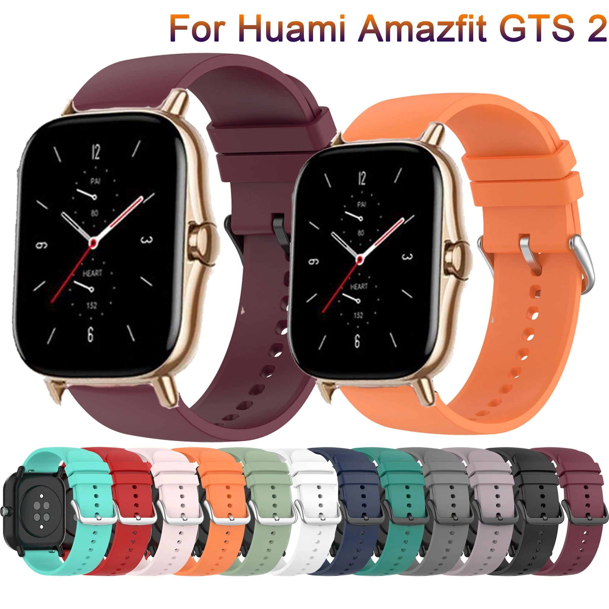 

Силиконовый ремешок на запястье для смарт-часов Huami Amazfit GTS 2/Mini, спортивный Браслет Для Xiaomi Amazfit Bip S/U / Pro/ GTR Correa