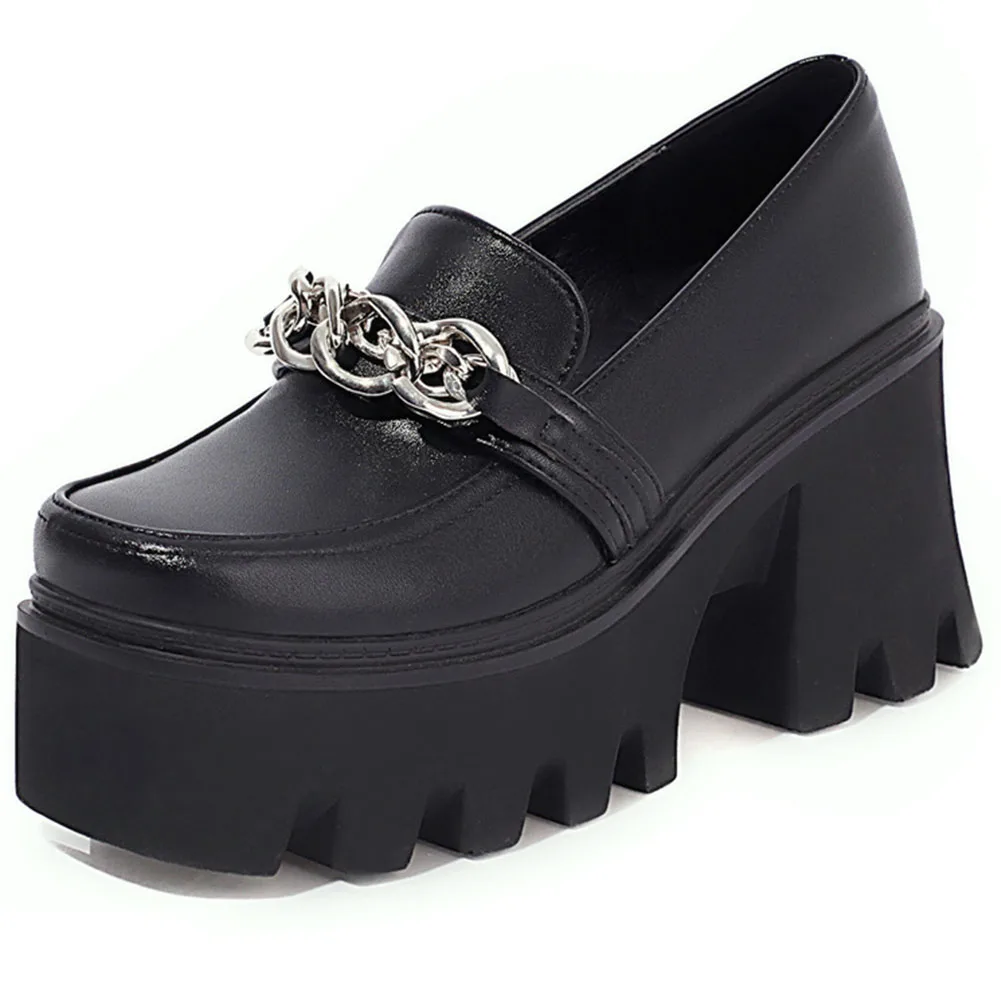 

Strange Style Slip-On High Heel With Chain Platform Office Lady Casual Spring Autumn 2021 Woman Shoes Pumps