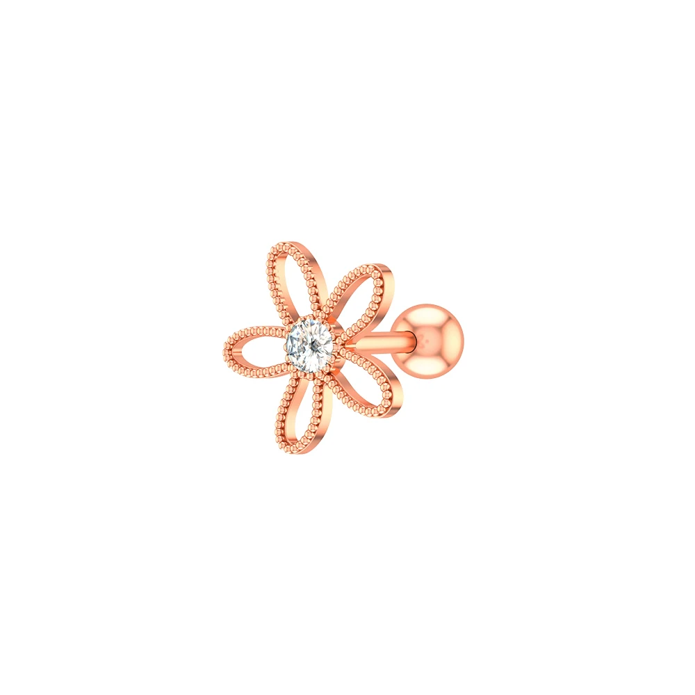 rosegold flower 1 шт из нержавеющей стали Ушные Кольца на Козелок 16 г Сердце цветок Бар пирсинг для хряща уха Спираль пирсинг женщин мужчин ювелирные изделия для тела - Окраска металла: rosegold flower