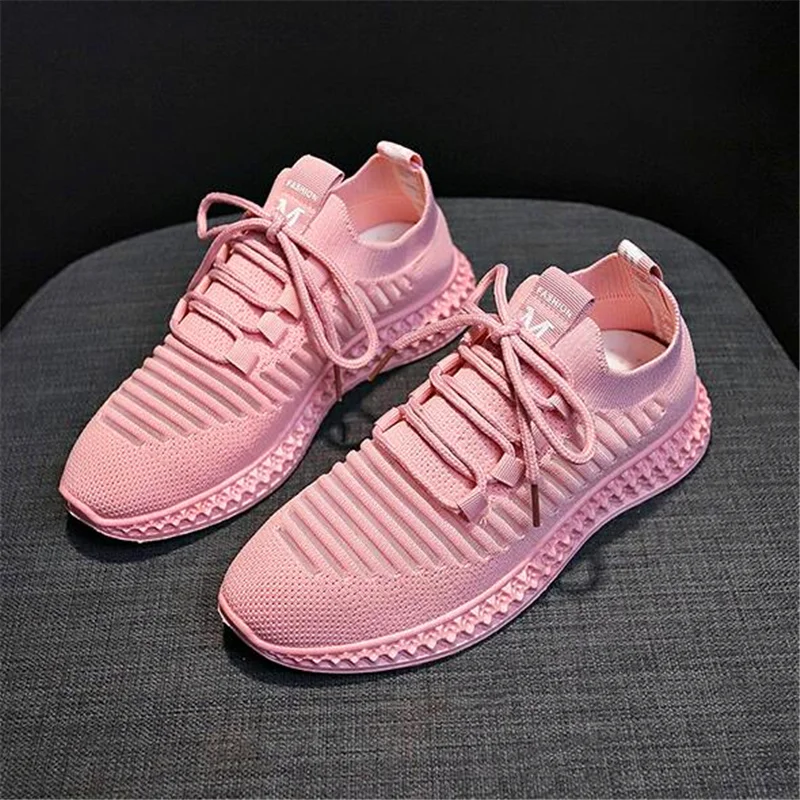 

Breathable shoes female flying weaving casual 2020 summer new wild student lace women's shoes