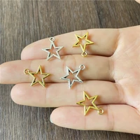 junkang alloy mini hollow five pointed star pendant diy jewelry amulet crafts making beaded bracelet supplies accessories